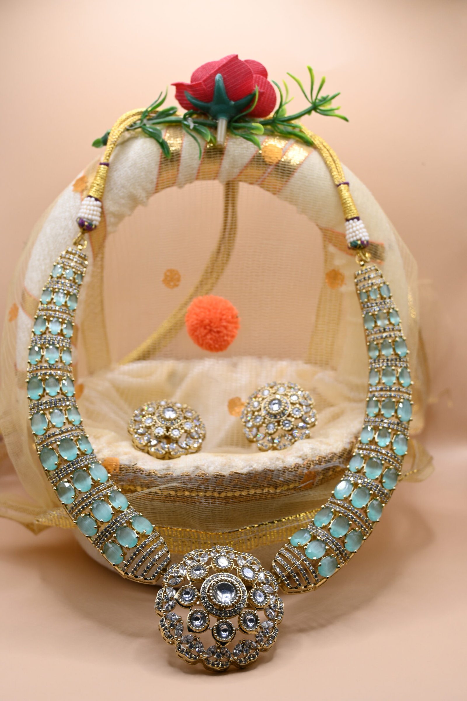 Sky Blue Pure Kundan Jewelry - Image 3