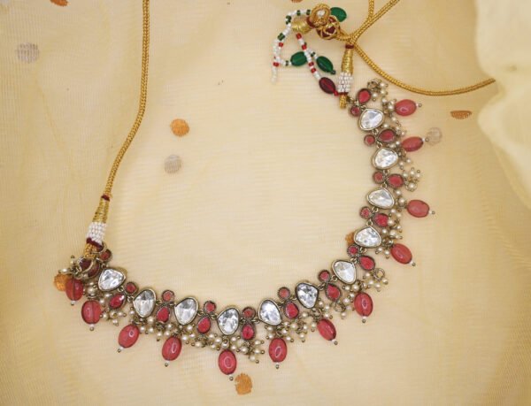 Kundan with Pink Beads Jewelry - Image 2