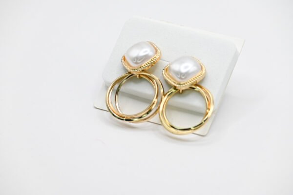 Pearl Hoop Earrings - Image 2