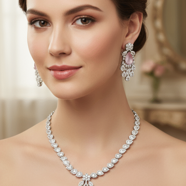 Pink & Emerald Kundan Jewelry Set