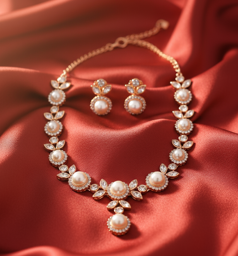 Gold-Plated Pearl Jewelry Set