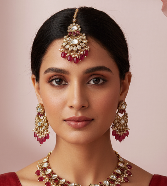 Kundan with Pink Beads Jewelry