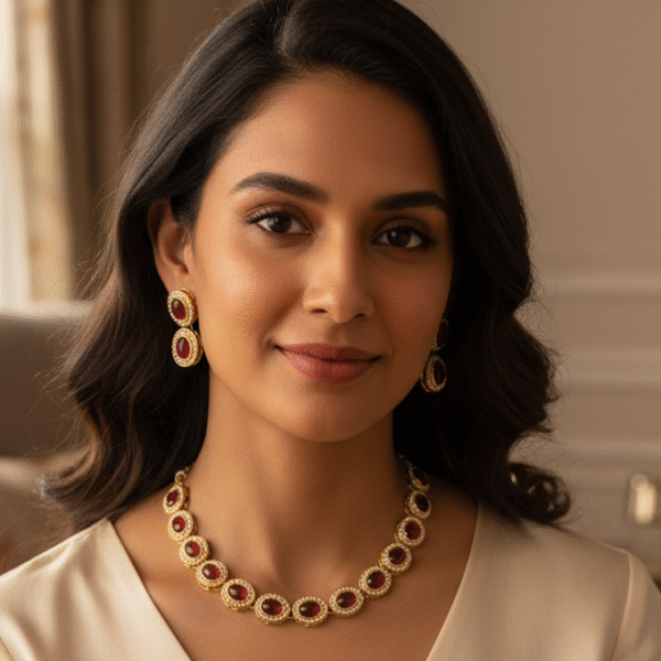 Maroon Stone-Studded Choker