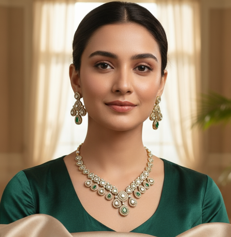 Exquisite Green Kundan Jewelry - Image 3