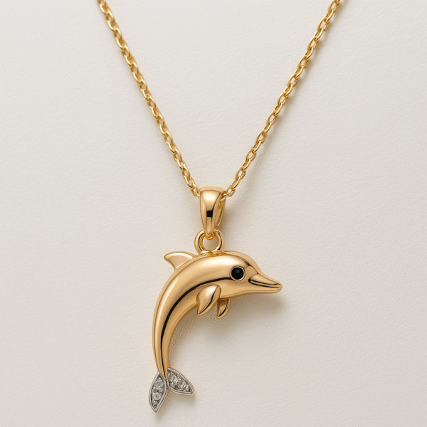 Gold dolphin pendant set