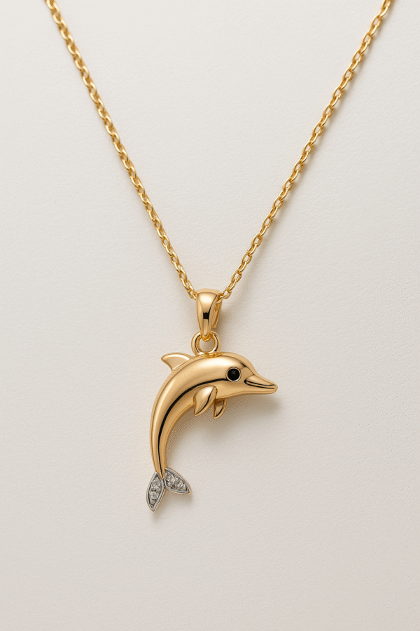 Gold dolphin pendant set