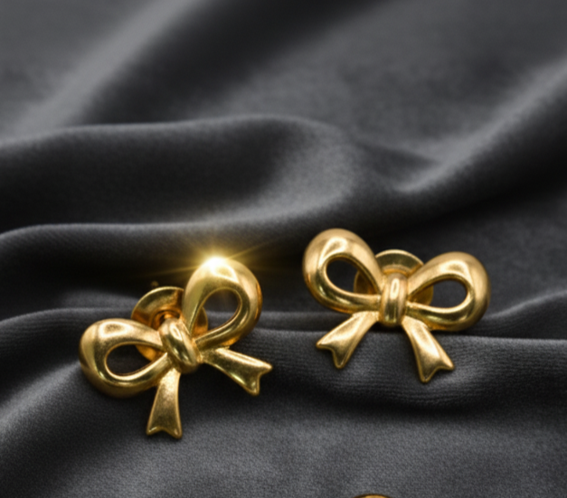 Bow-shaped stud earrings - Image 2