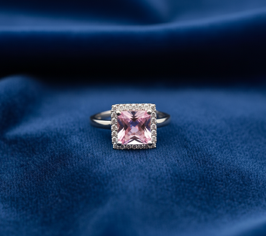 Pink Emerald silver Ring