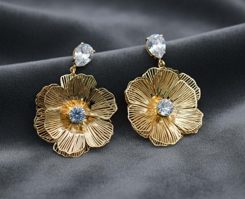 Stone-studded floral Earrings