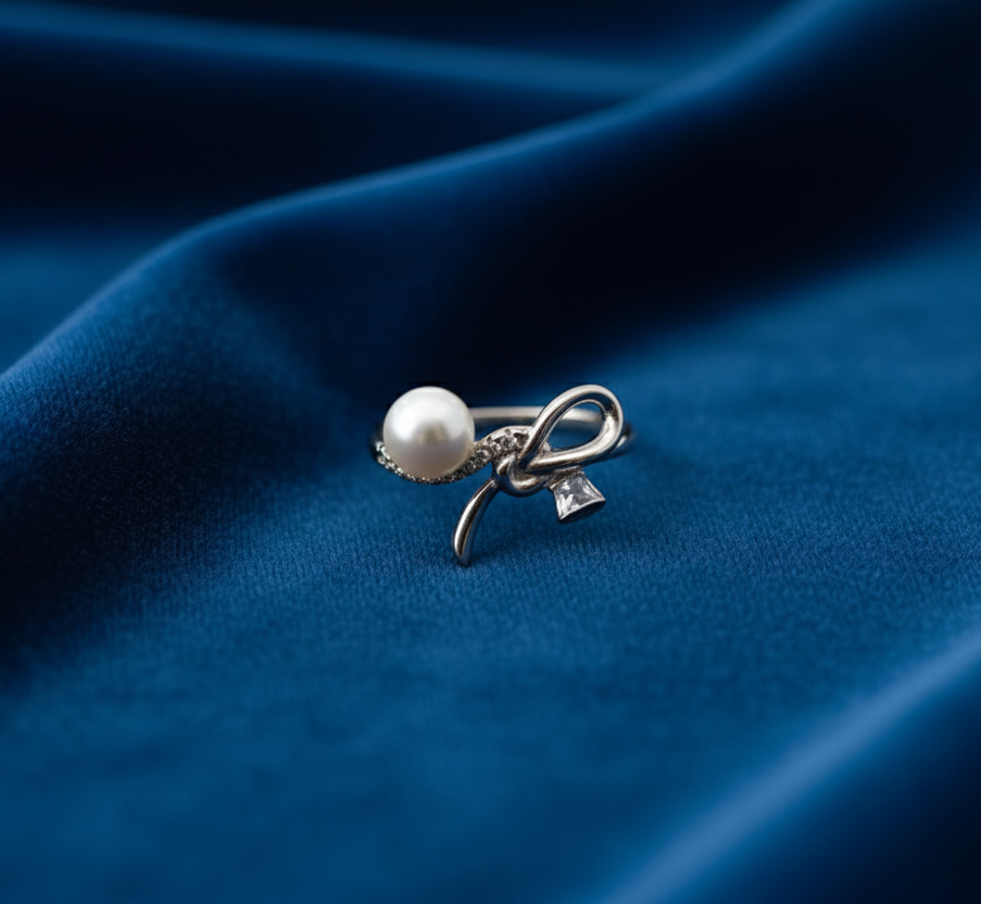CZ & Pearl Silver Ring