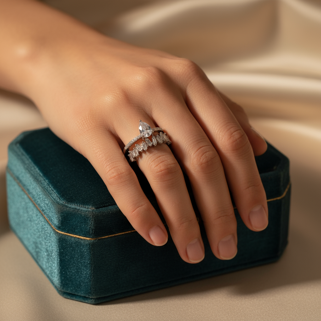 silver Bauguette Ring