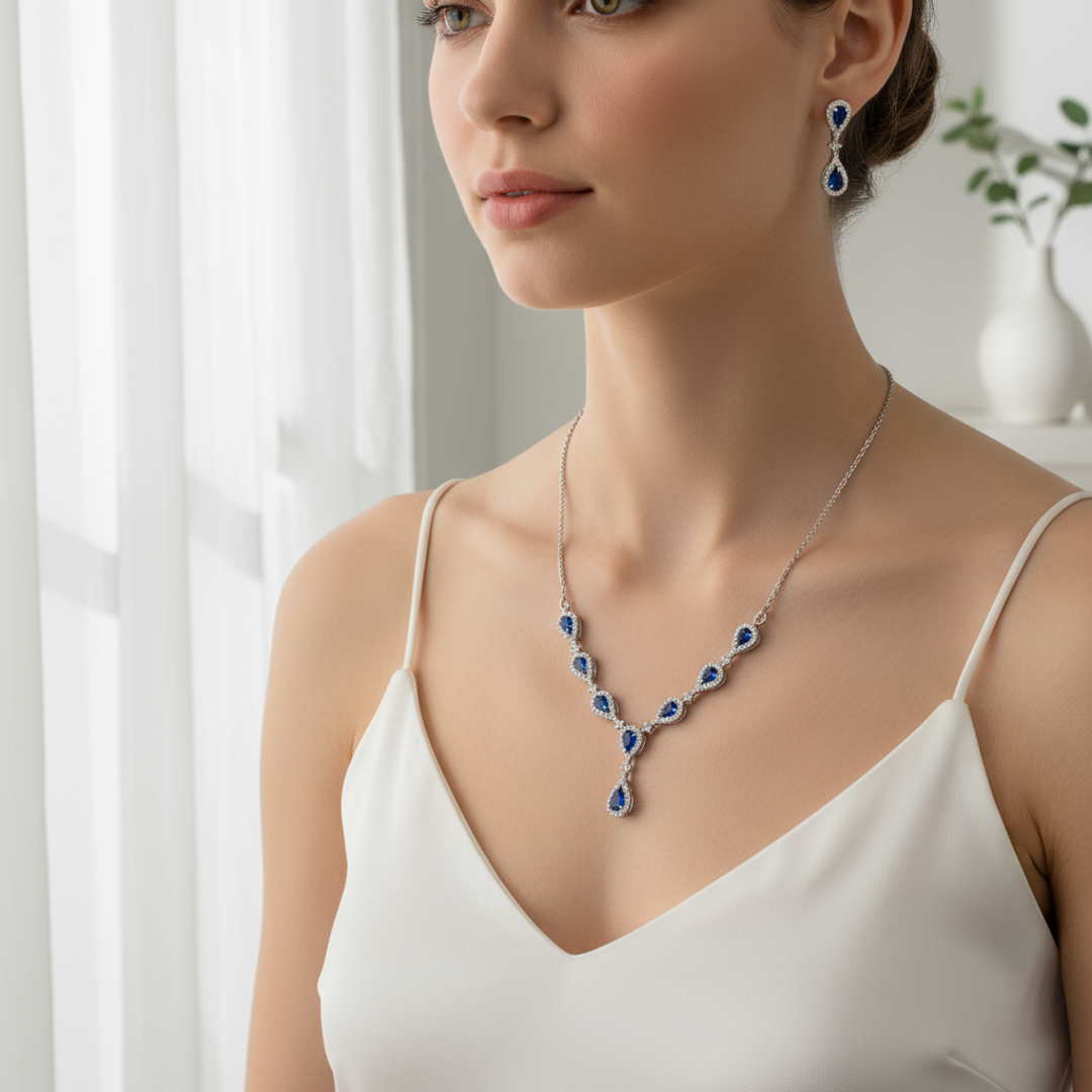 💙Silver Blue Emerald Set - Image 2