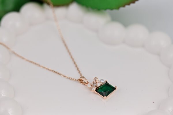 Green Emerald Chain Pendant Set - Image 3