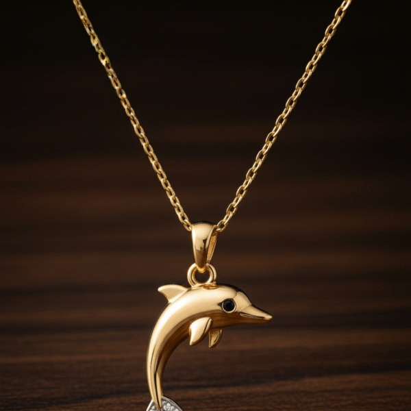 Gold dolphin pendant set